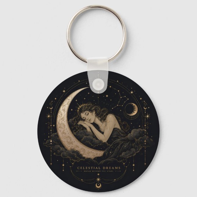 Chaveiro Encanto Celestial Lua e Estrelas Charme  (Frente)