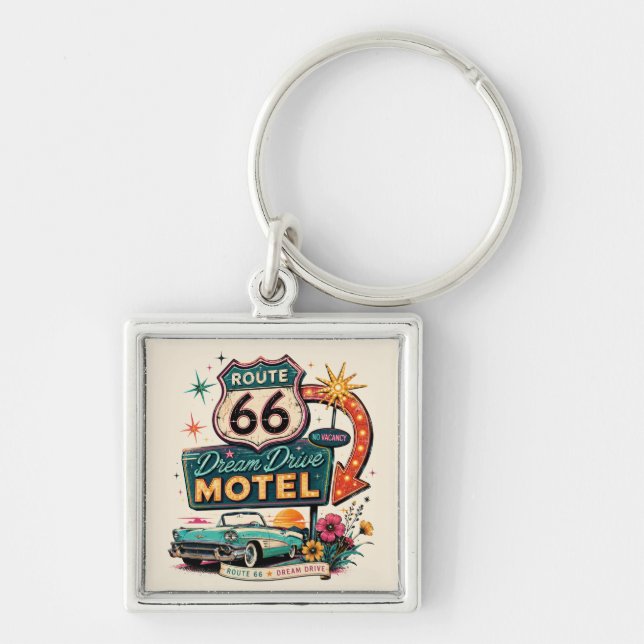 Chaveiro Encanto de Viagem dos Sonhos da Rota 66 Retro (Frente)