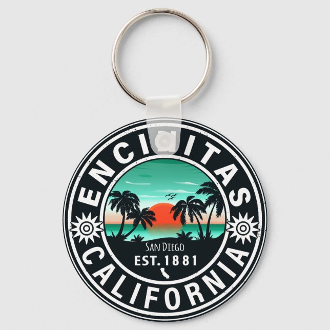 Chaveiro Encinitas California Retro Sunset Souvenirs 80s (Frente)