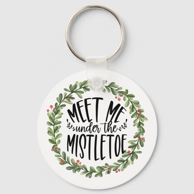 Chaveiro Encontre-me sob a camada Mistletoe Watercolor (Frente)