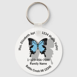 Chaveiro Endereço Doméstico da Família Borboleta Azul Empil