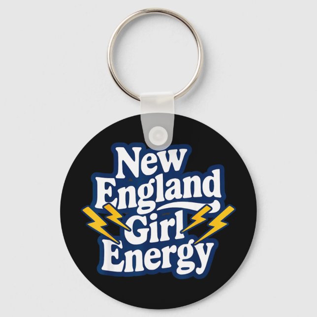 Chaveiro Energia retrô de garota da Nova Inglaterra orgulho (Frente)