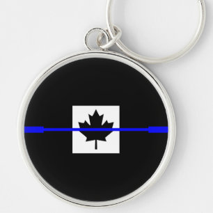 Chaveiro Ênfase de linha azul fina na bandeira canadense