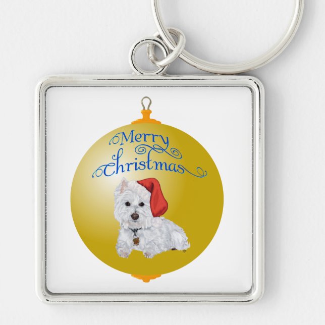 Chaveiro Enfeite de Ajuda do Papai Noel Westie (Frente)