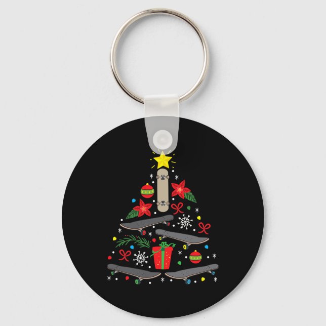 Chaveiro Enfeite De Natal De Skateboard Árvore Engraçado Gi (Frente)