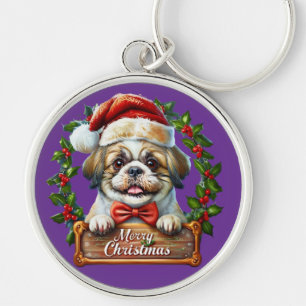 Chaveiro Enfeites de natal de Cachorro Bonito - Feliz Natal