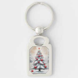 Chaveiro Enfeites Vermelhos de Natal Art Deco Inverno