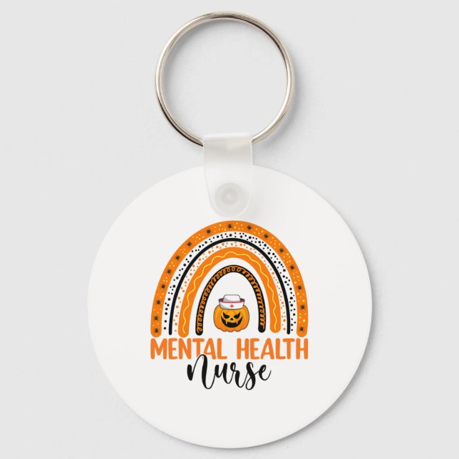 Chaveiro Enfermagem Halloween Pumpkin Rainbow Mental Health (Frente)