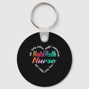 Chaveiro Enfermeira de Saúde Mental Nuvem de Palavras Coraç