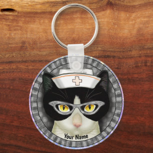 Chaveiro Enfermeira Gato Tuxedo