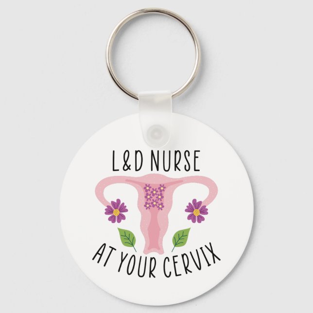 Chaveiro Enfermeira L&D no seu Enfermeiro Cervix, Trabalho  (Frente)