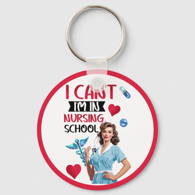 Chaveiro Enfermeira Nostálgica Bonita Se Aproxima Na Enferm (Frente)