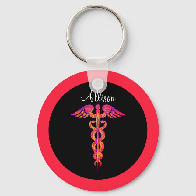 Chaveiro Enfermeira Personalizada Médica Colorida de Caduco (Frente)