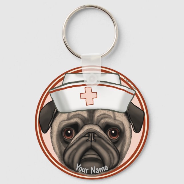 Chaveiro Enfermeira Pug  (Frente)