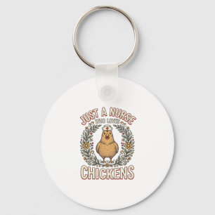 Chaveiro Enfermeira Que Ama Galinhas Camisa Vintage Design_