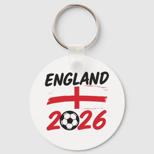 Chaveiro England 2026 Soccer Fan Design, Cross and Football (Frente)