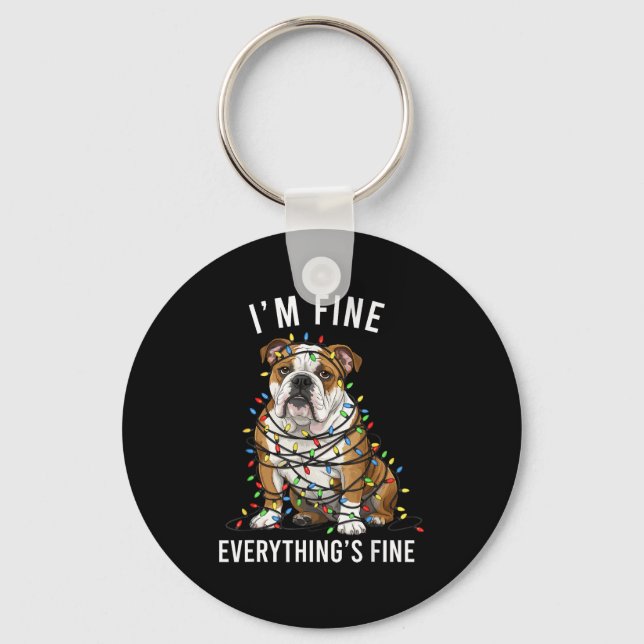 Chaveiro English Bulldog Christmas I'm Fine Everything Is F (Frente)