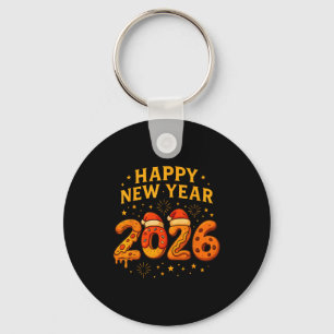 Chaveiro Engraçado 2026 Feliz Ano Novo Comida Zza Donut Par