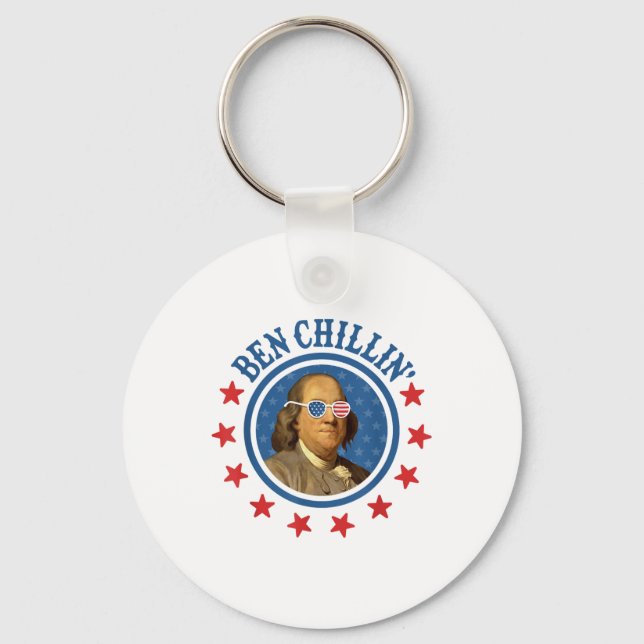 Chaveiro Engraçado 4 De Julho _ Ben Chillin _ Ben Franklin  (Frente)