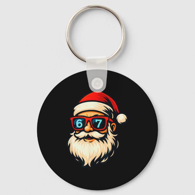 Chaveiro Engraçado 6 7 Seis Sete Meme Rosto do Papai Noel N (Frente)
