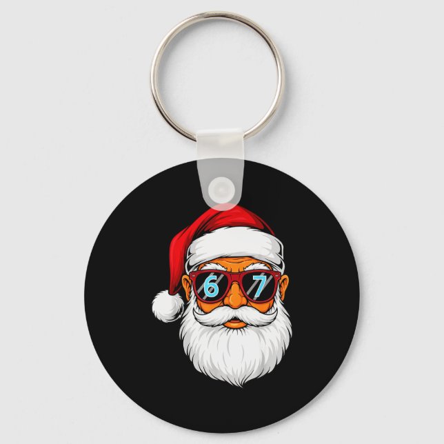 Chaveiro Engraçado 6 7 Seis Sete Meme Rosto do Papai Noel N (Frente)