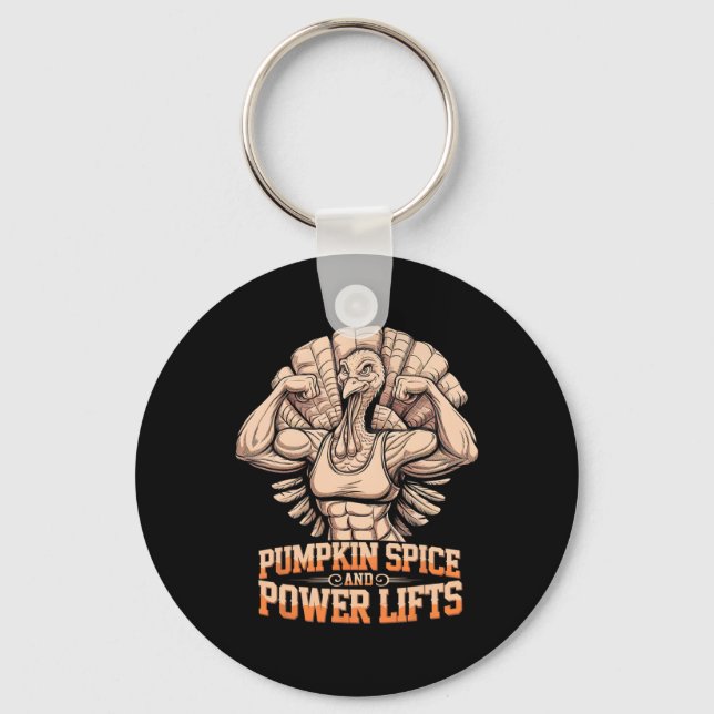 Chaveiro Engraçado Ação de Graças Turca Poderosa Workout (Frente)