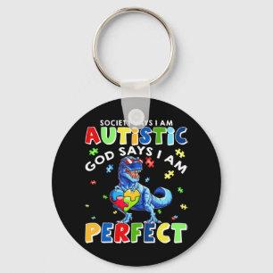 Chaveiro Engraçado Autismo cita "A Sociedade diz que sou A