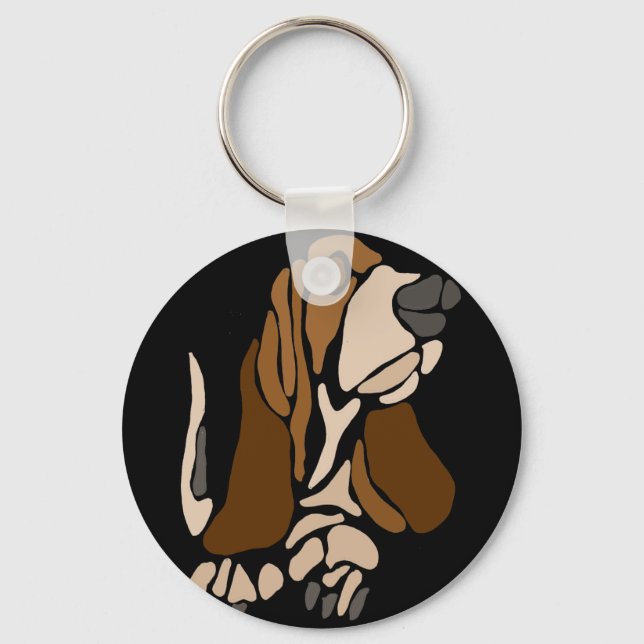 Chaveiro Engraçado Basset Hound Dog Art (Frente)