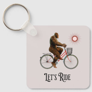 Chaveiro Engraçado Bigfoot ciclismo, vamos andar