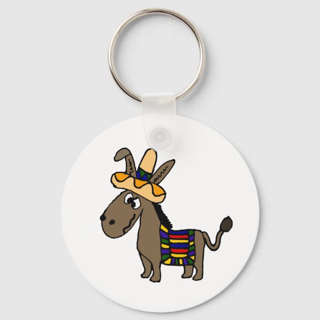 Chaveiro Engraçado Burro com Sombrero e Blanket (Frente)