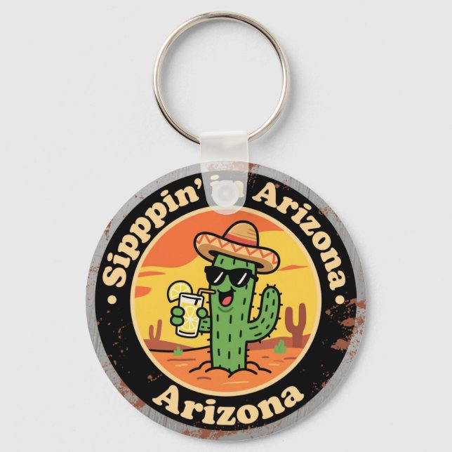 Chaveiro Engraçado Cacto de Arizona Antigo (Frente)