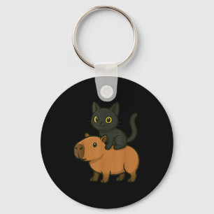 Chaveiro Engraçado Capybara Black Cat Amante de os animais 