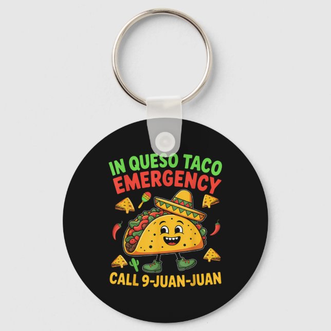 Chaveiro Engraçado Dizer "Cinco de Mayo, mexicano Taco Fies (Frente)