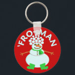 Chaveiro Engraçado "Do Snowman Christmas Pun"<br><div class="desc">Este bonitão de Natal tem um afro feito de bolas de neve. É por isso que ele se chama "Homem-Frente". É um design de desenho humorístico para as férias. Disponível em mais itens em nossa loja.</div>