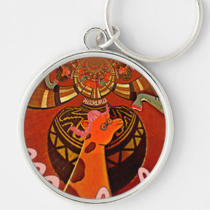 Chaveiro Engraçado Elegante Girafa Acessorizada Estilo Afri