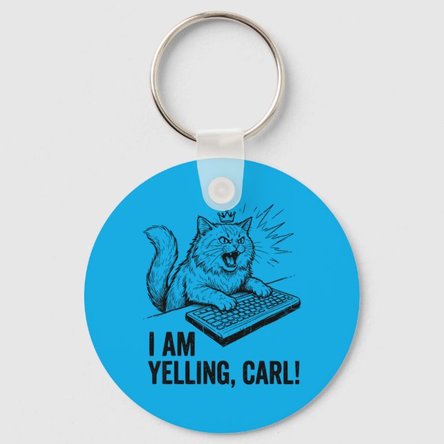 Chaveiro Engraçado Eu Estou Gritando Carl Faça Meme de Gato (Frente)
