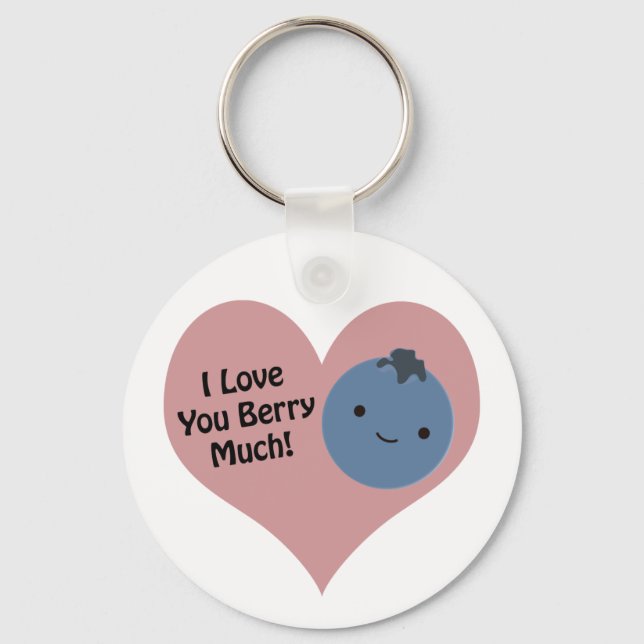 Chaveiro Engraçado Eu Te Amo Muito Bonito Kawaii Blueberry (Frente)