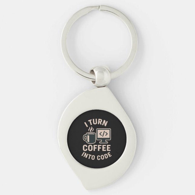 Chaveiro Engraçado Eu Transformar Café Em Código (Frente)