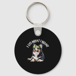 Chaveiro Engraçado Faça O Que Eu Quero Corgi Tricolor Preto