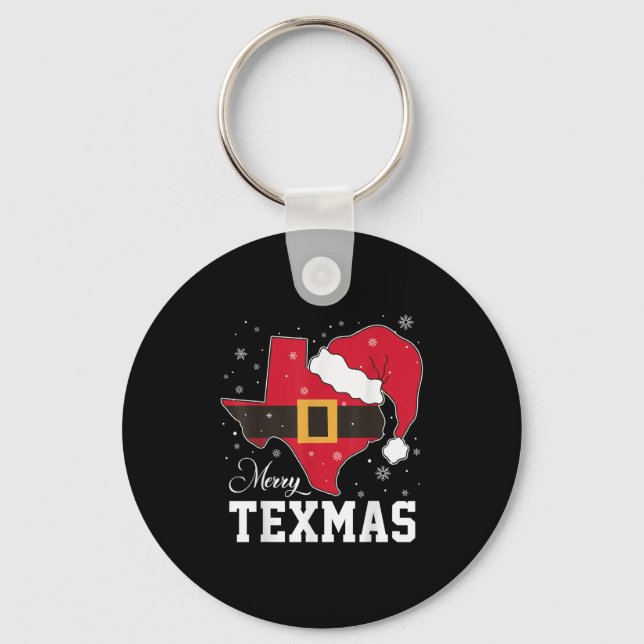 Chaveiro Engraçado Feliz do Texas Texmas Natal Estado Santa (Frente)