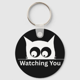 Chaveiro Engraçado Gato Observando Você Fofo Minimalista