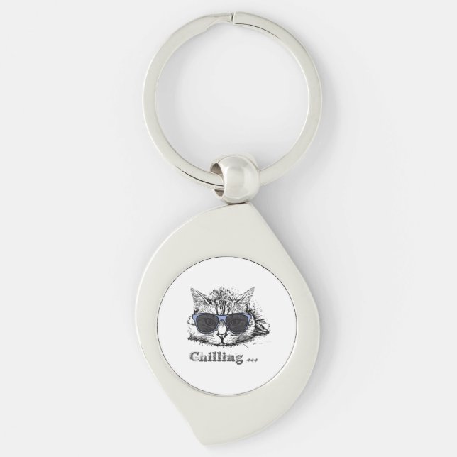 Chaveiro Engraçado Gato Refrigerado Com Óculos De Sol Bonit (Frente)