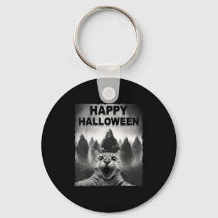 Chaveiro Engraçado Gato Selfie Com Fantasmas Dia de Figurin