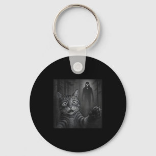 Chaveiro Engraçado Gato Selfie Com Ghost Halloween Assustad