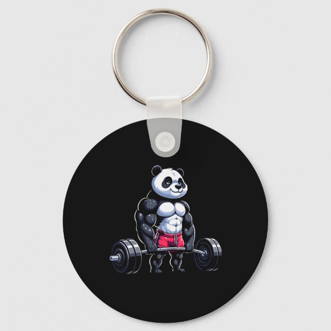 Chaveiro Engraçado Gym Panda Bodybuilder Pesando Motivati (Frente)