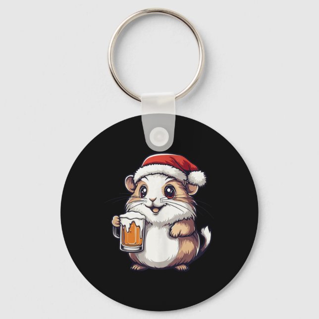 Chaveiro Engraçado Hamster De Natal Com BD (Frente)
