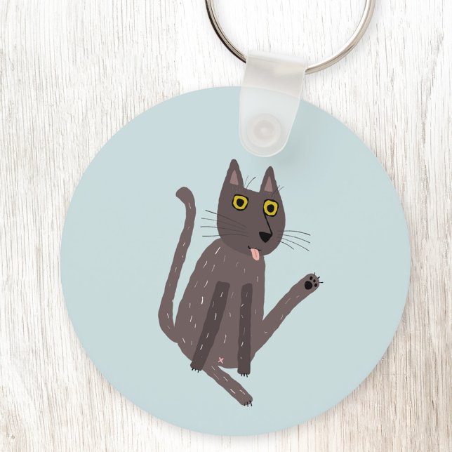 Chaveiro Engraçado Humor de Gato (Funny cat kiss aluminium keyring keychain)