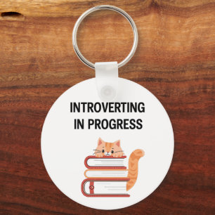 Chaveiro Engraçado "Introvertido em Progresso" com Gato