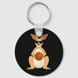 Chaveiro Engraçado Kangaroo Vestindo Pulmões Jogando Basque
