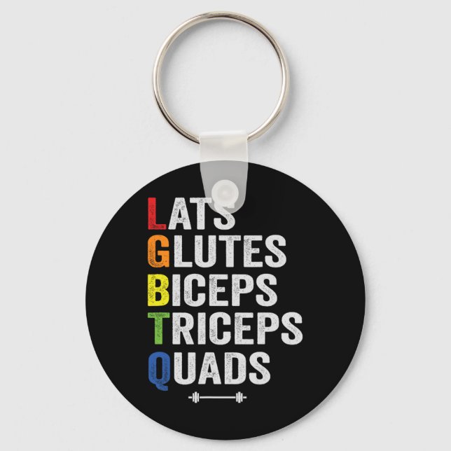Chaveiro Engraçado Lgbtq Lats Glutes Biceps Triceps Quadigh (Frente)